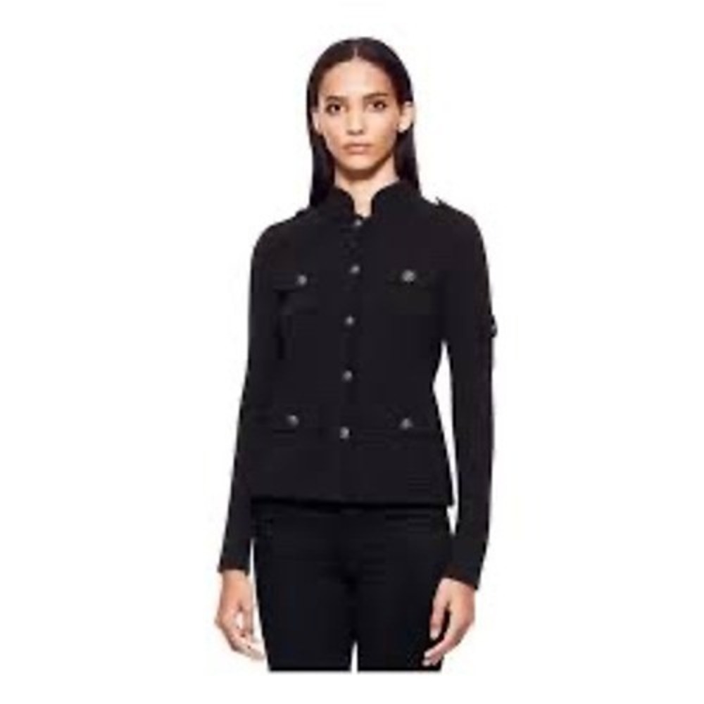 Tory Burch shrunken sgt pepper jacket black 100% wool‎ sweater women's size XS